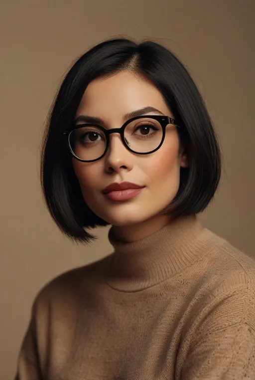 1. Sleek Bob with Round Glasses