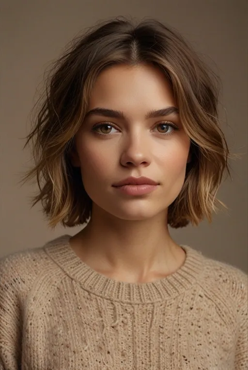 1. Textured Shaggy Bob with Subtle Highlights