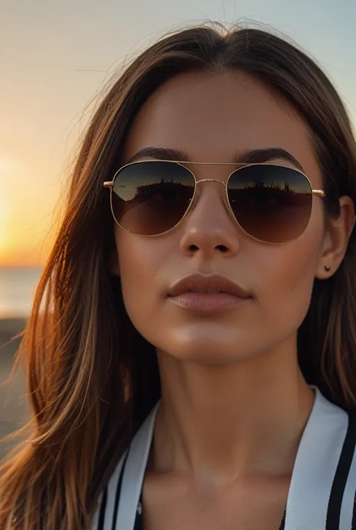 10. Long Straight Hair with Oversized Sunglasses