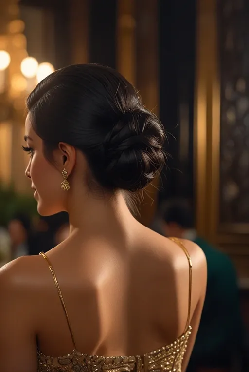 10. Sleek Low Bun with Middle Part