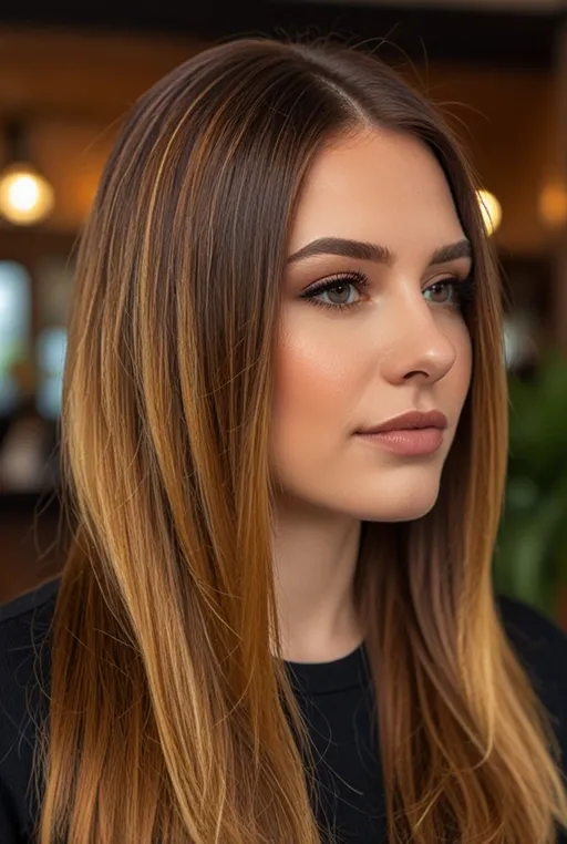 11. Straight Medium Hair with Ombre Ends