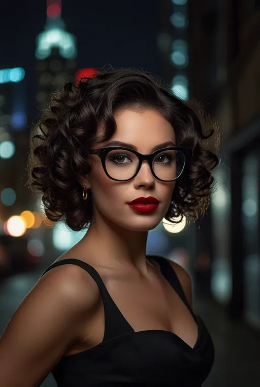 12. Voluminous Curls with Cat-Eye Glasses