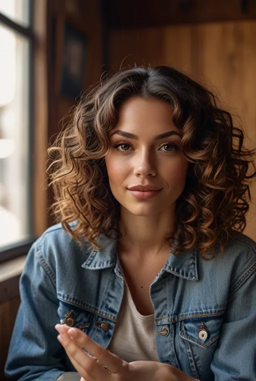 13. Cinnamon Highlights on Curly Lob