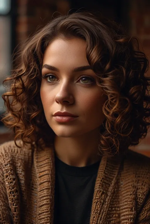 14. Curly Bob with Side Part and Auburn Highlights