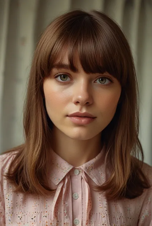 15. Cinnamon Brown Hair With Curtain Bangs