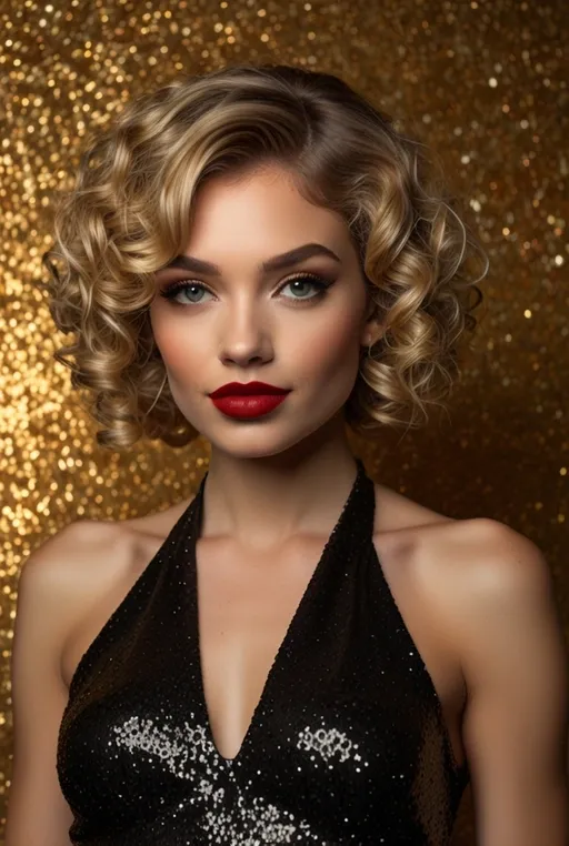 15. Curly Bob with Spiral Curls and Golden Tips