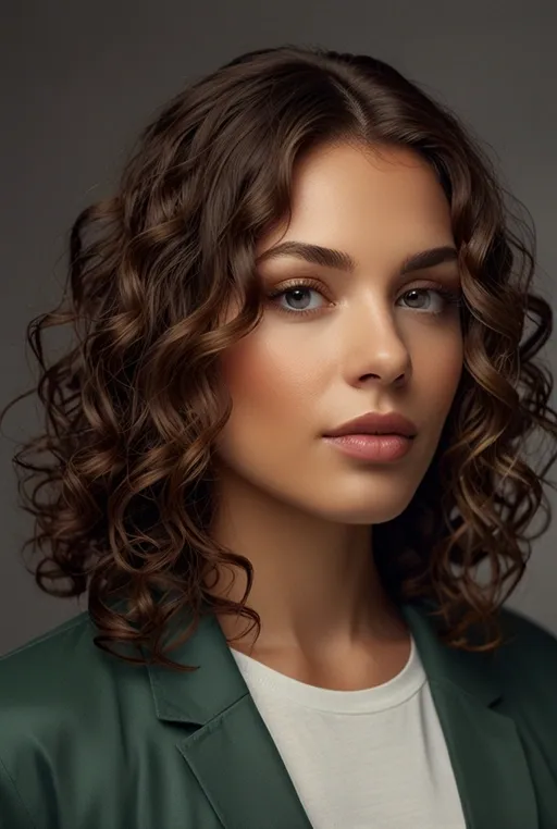 16. Curly Long Bob with Subtle Highlights