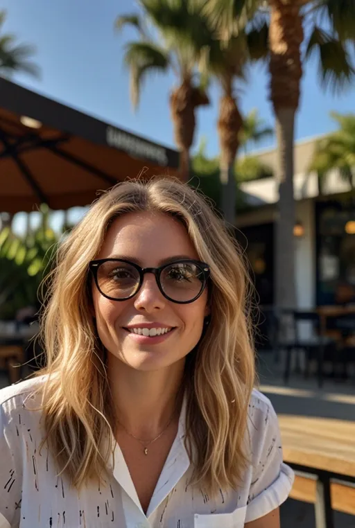 16. Loose Beach Waves with Thin Black Frames