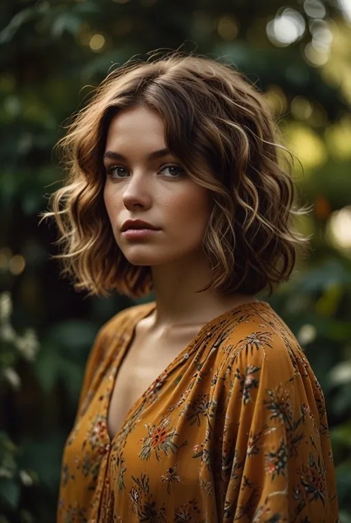 16. Shaggy Bob with Loose Curls and Golden Highlights