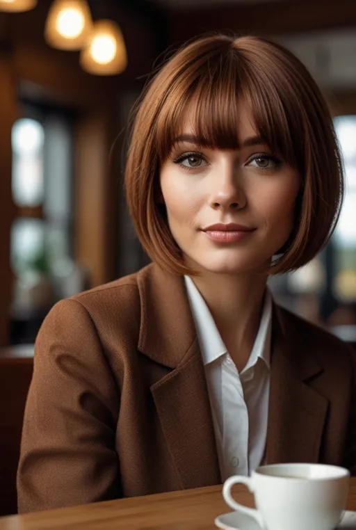 17. Cinnamon Brown Bob With Side-Swept Bangs