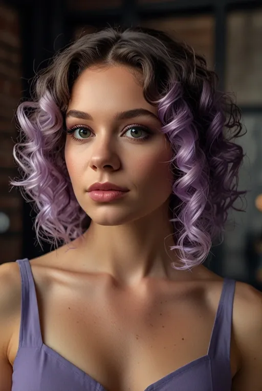 17. Corkscrew Curls with Lavender Highlights