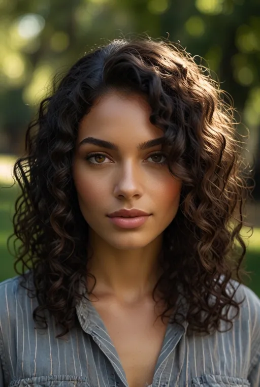 17. Curly Medium-Length Hair with Center Part
