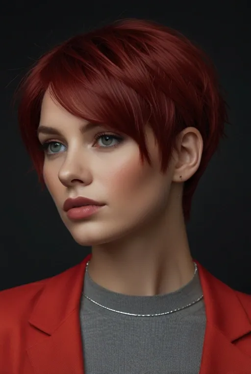 17. Short Cropped Hair with Vibrant Red Hue
