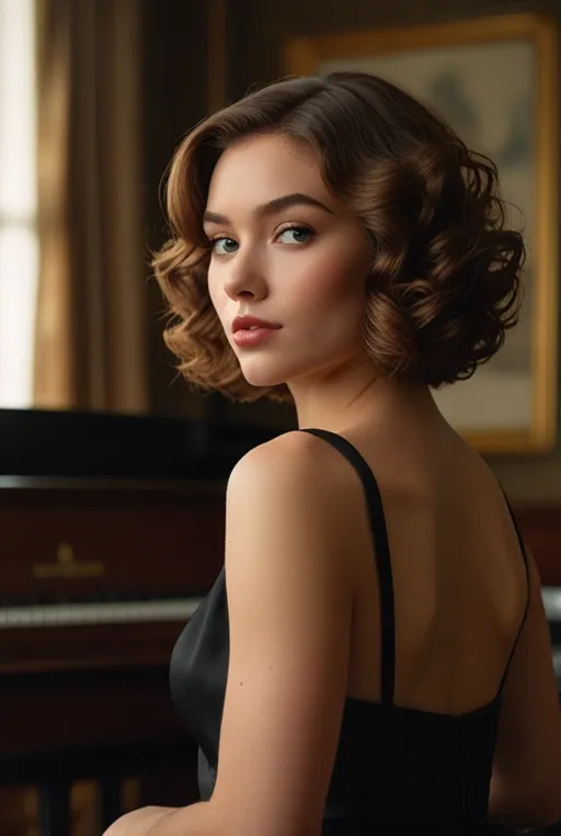 18. Curly Bob with Pinned Back Detail