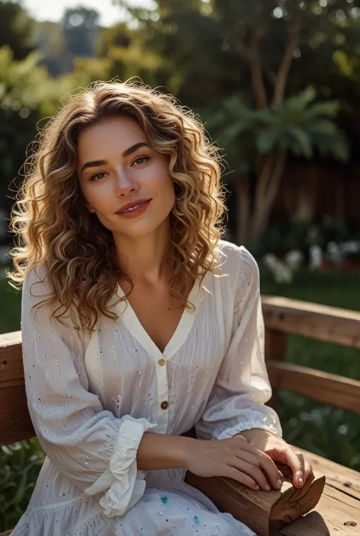 18. Layered Curls with Sandy Blonde Streaks