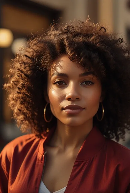 19. Curly Afro with Golden Highlights