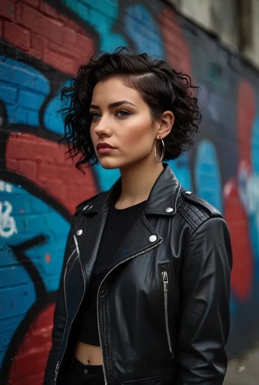 19. Curly Bob with Shaved Sides and Vibrant Blue Highlights