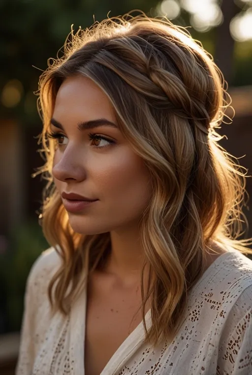 19. Shoulder-Length Hair with Half-Up Bun