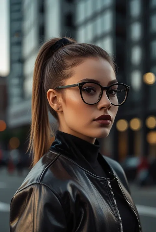 2. High Ponytail with Cat-Eye Glasses