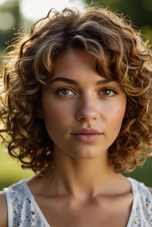 2. Layered Curly Bob with Honey Highlights