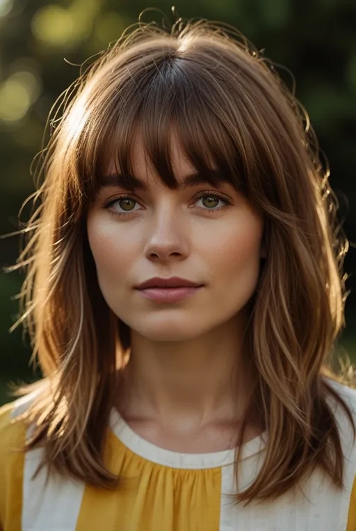 2. Layered Lob with Curtain Bangs