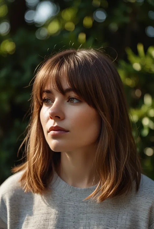 2. Medium Length Layers with Curtain Bangs