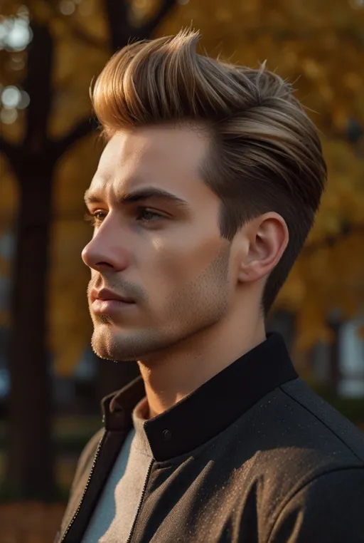 20. Angular Pompadour with Sharp Fade