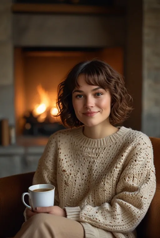 20. Chin-Length Curly Bob with Feathered Bangs