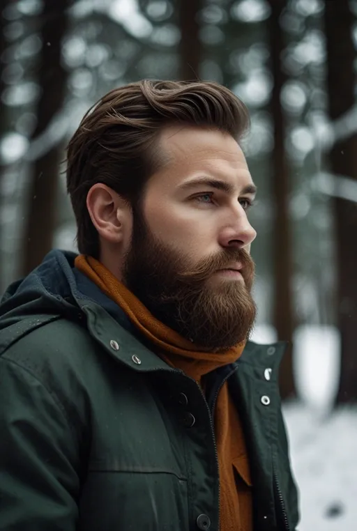 20. Side Part with a Thick Beard