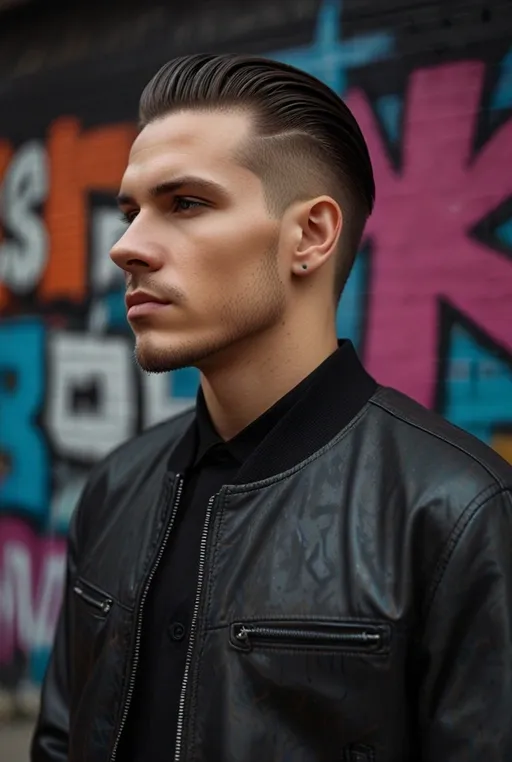 20. Slicked Back with a Fade and Line Design