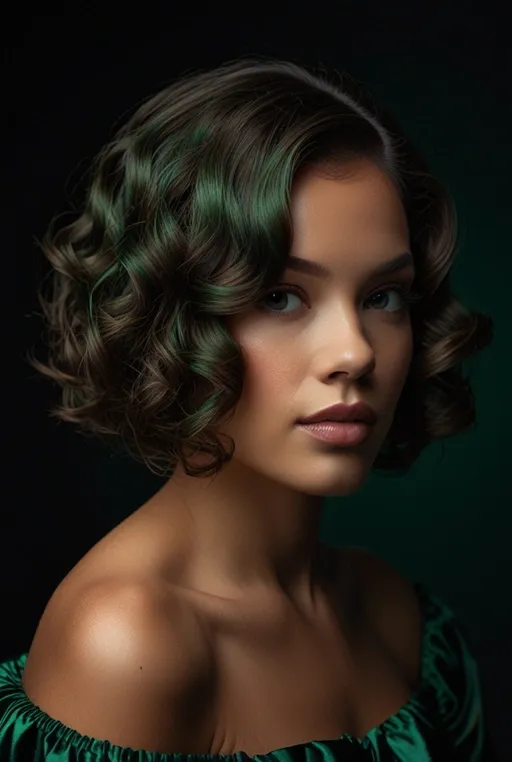21. Curly Bob with Large Barrel Curls and Metallic Shine