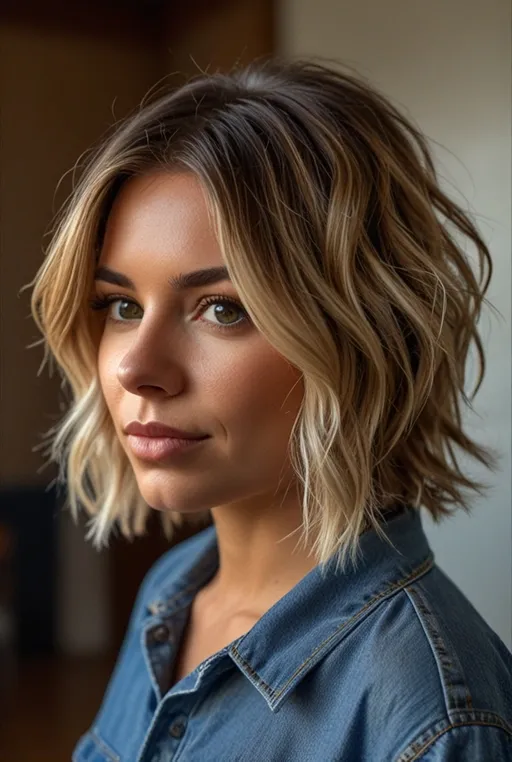 21. Shaggy Bob with Light Blonde Balayage