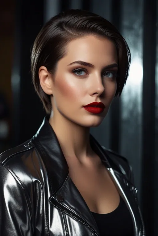 21. Slicked-Back Short Hair with Metallic Shine