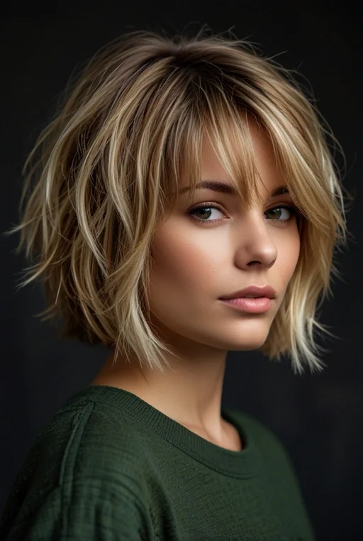 21. Tousled Bob with Highlights