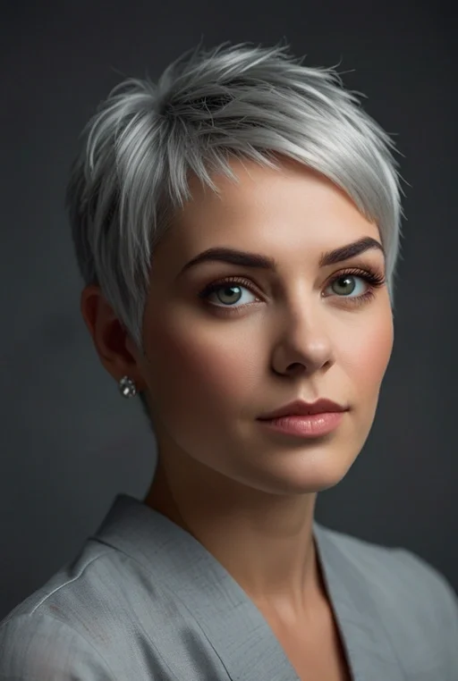 22. Bright Silver Pixie Cut