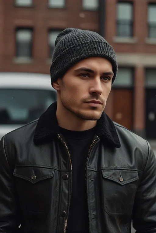 25. Short Textured Crop with Wool Beanie