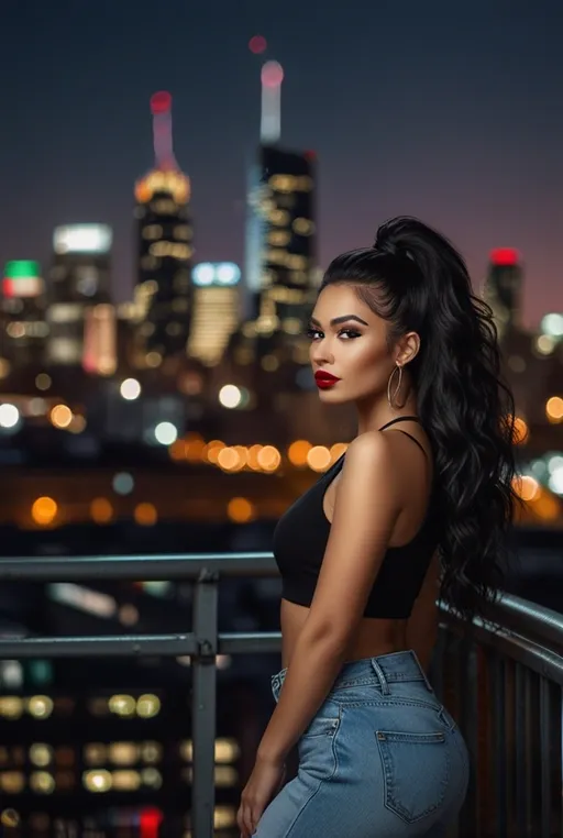 3. High Ponytail with Wavy Ends