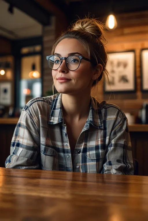 3. Messy Bun with Oversized Frames