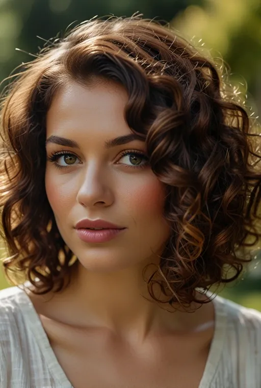 5. Curly Bob with Caramel Highlights