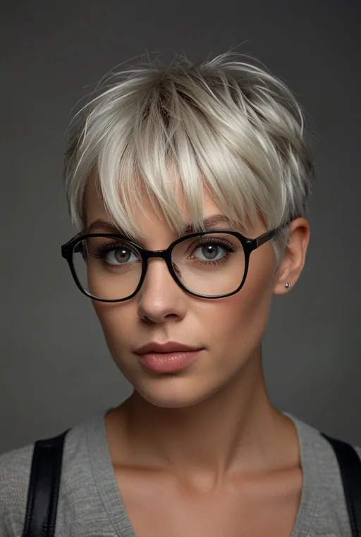 5. Short Pixie Cut with Round Frames