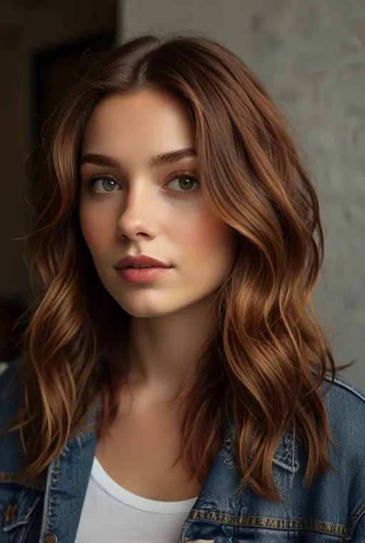 5. Wavy Medium Hair with Side Part