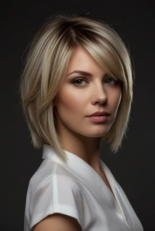 6. Blunt Medium Cut with Bold Highlights