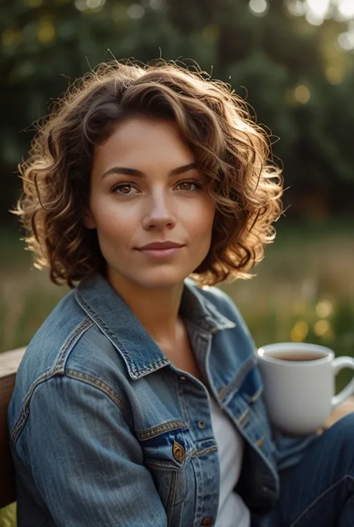 6. Messy Curly Bob with Natural Highlights