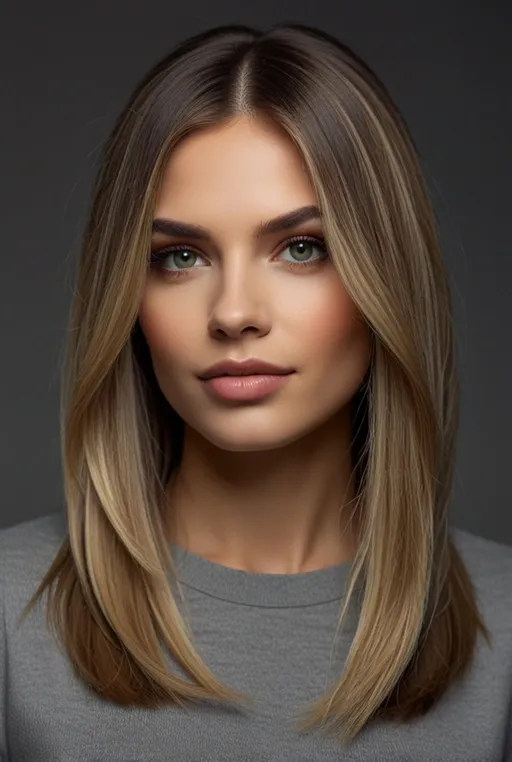 6. Side-Parted Sleek Lob with Ombre Ends