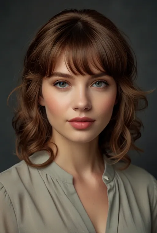 7. Bouncy Curls with Side Swept Bangs