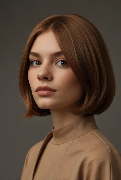 7. Light Cinnamon Brown on Blunt Bob