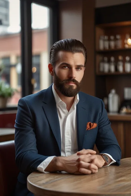 7. Short Slicked Back with Beard