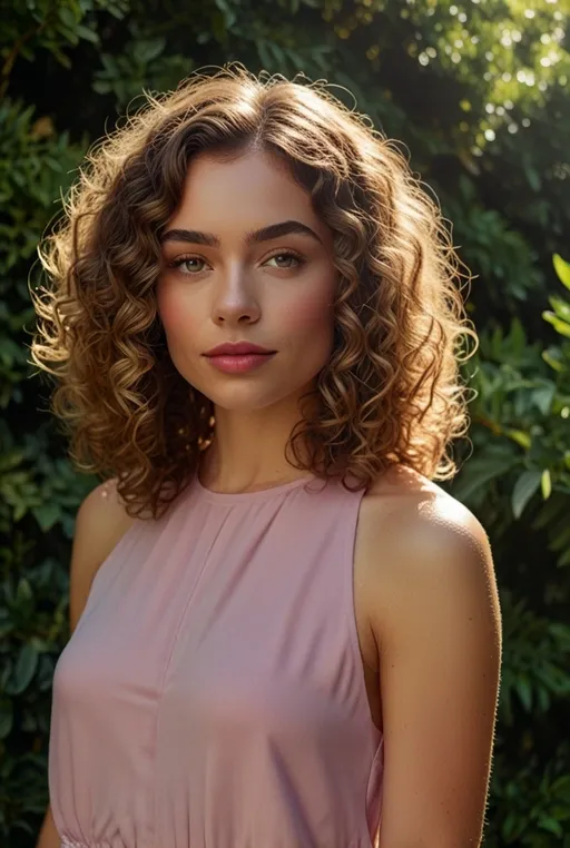 7. Shoulder-Length Curly Lob with Golden Highlights