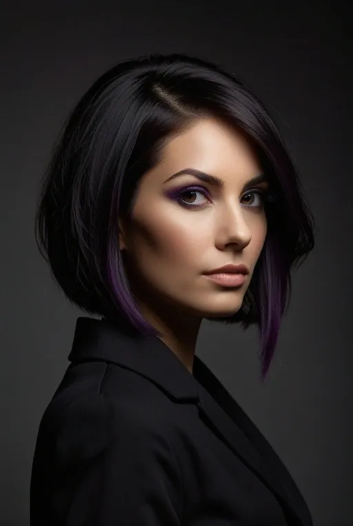 8. Asymmetrical Bob with Purple Undertones