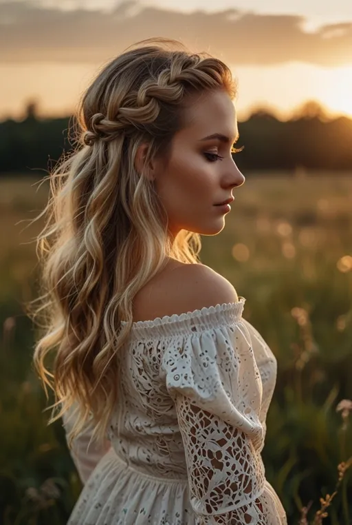 8. Braided Crown with Loose Curls